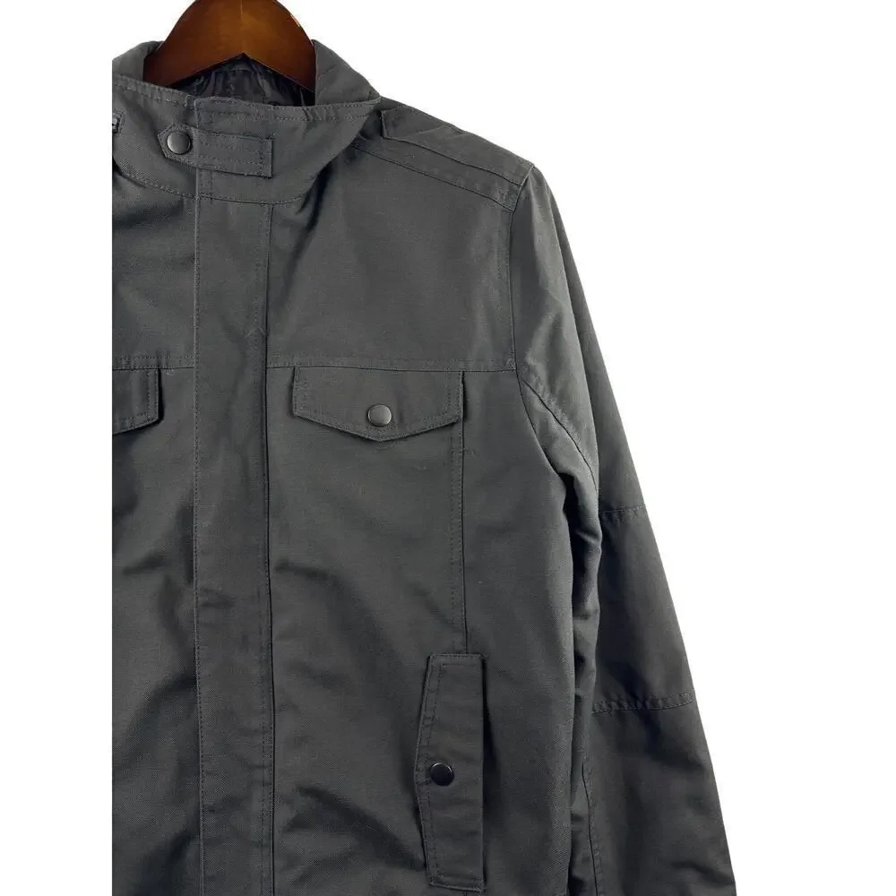 Men’s Kenneth Cole Medium Dark Grey Zip/Button Up Heavyweight Coat